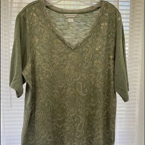 Christopher‎ & banks T-Shirt short sleeve Size XL Green color